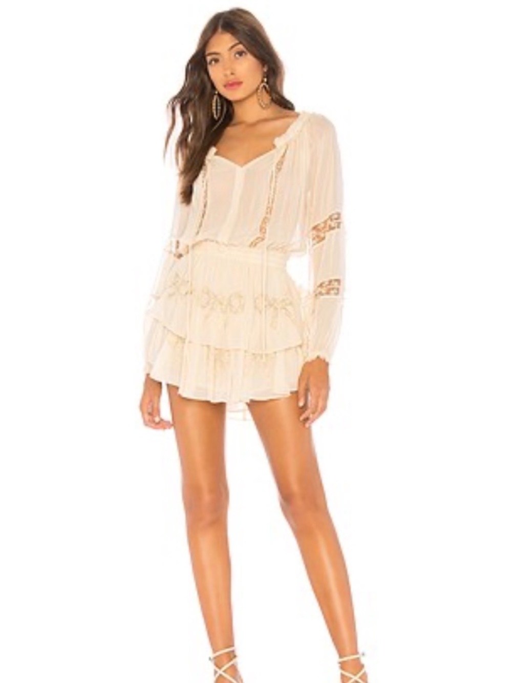 Revolve LoveShackFancy Popover Chantilly Cream Mini Dress sz XS